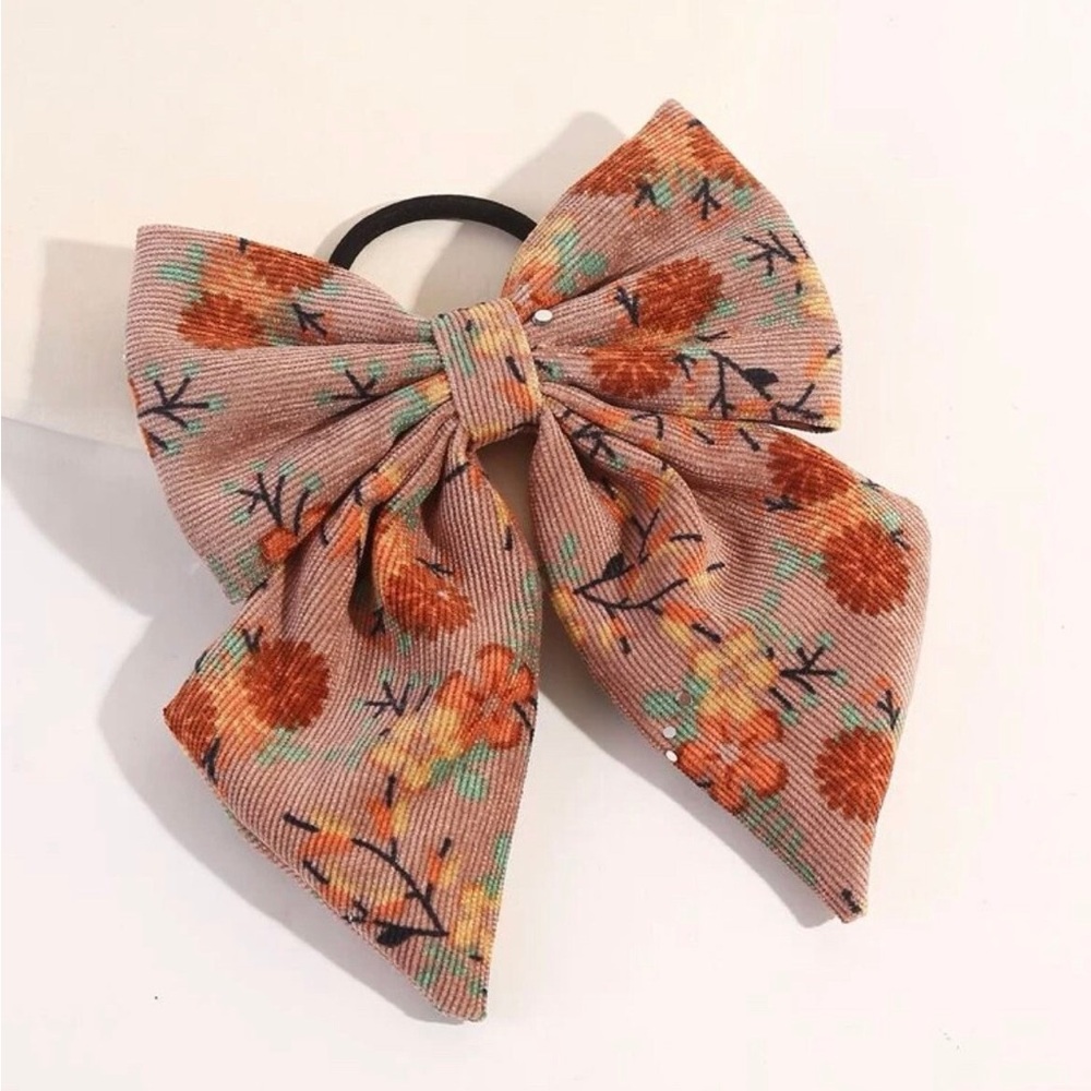 Holiday Thanksgiving large corduroy bow for wreath decorating or home decor